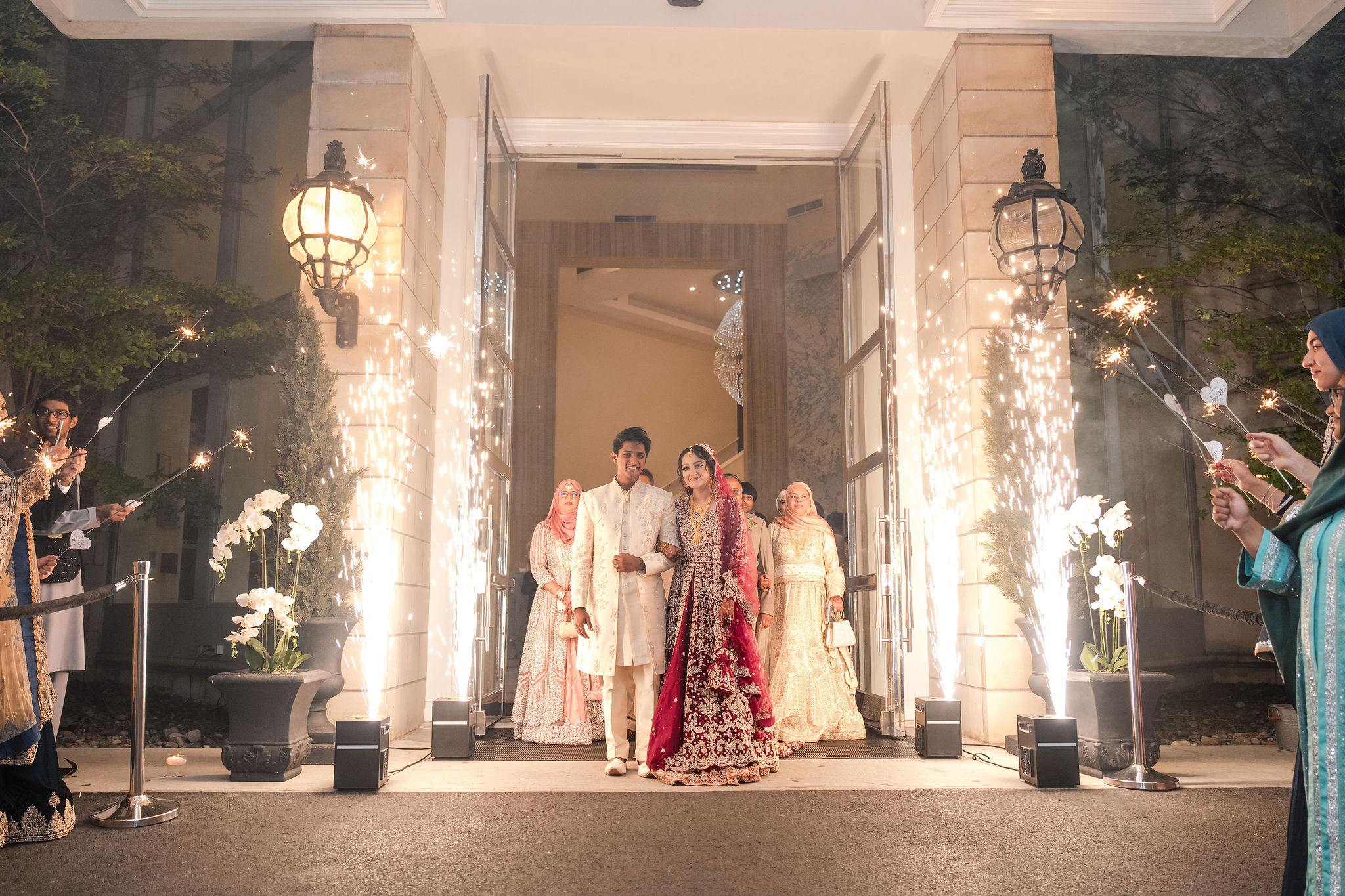 Bride and groom sparkler exit at the Bellevue